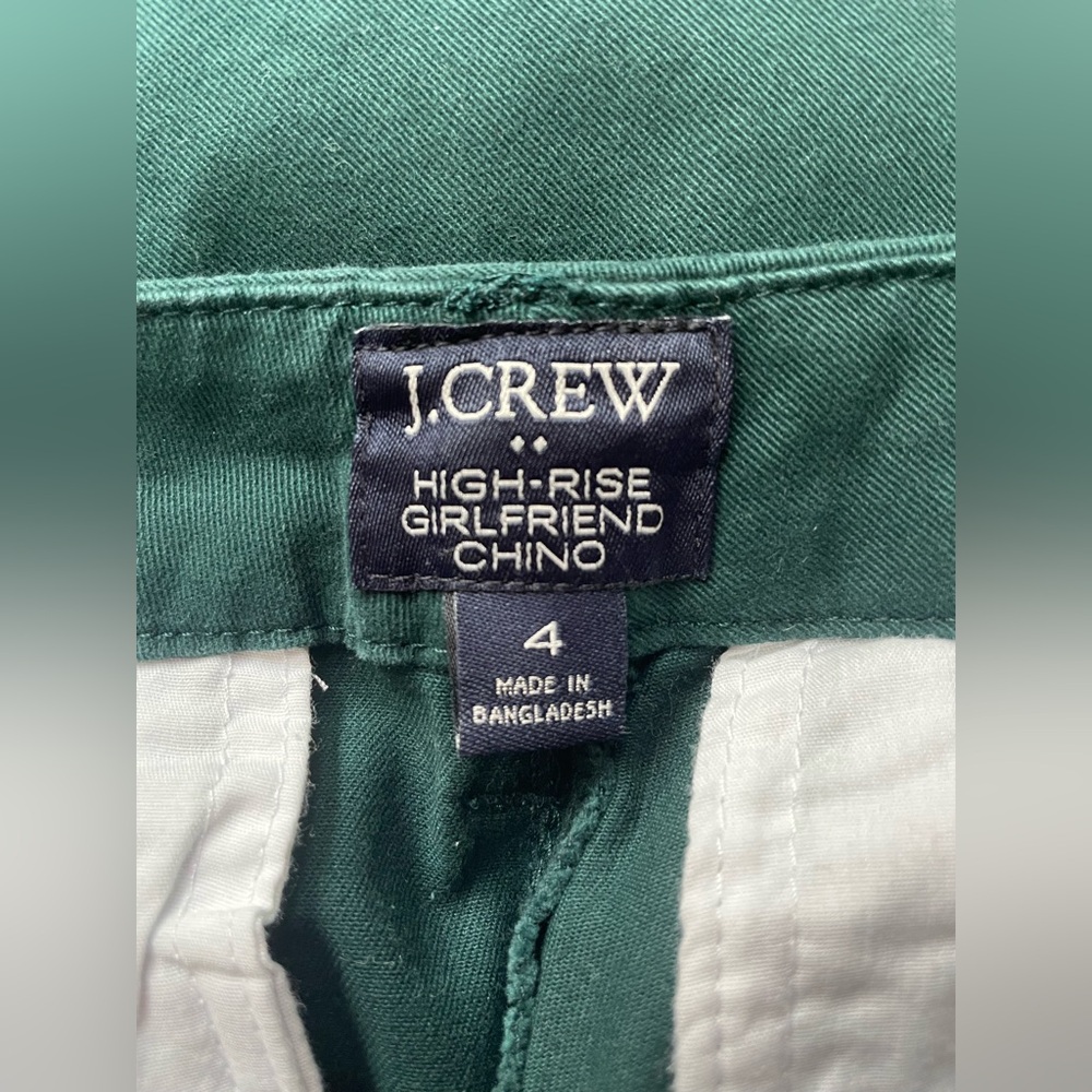 J.Crew Women High Rise Girlfriend Chino Green Straight Pants Size 4 - Picture 4 of 8